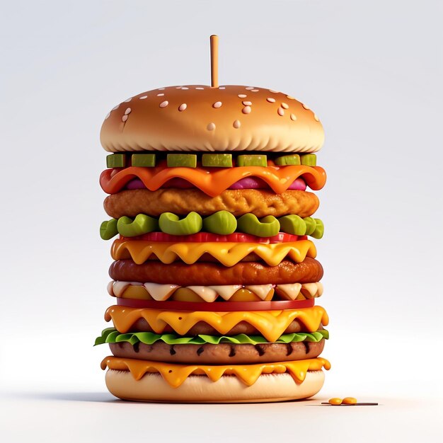 vector enkele hamburger illustratie 3D-stijl