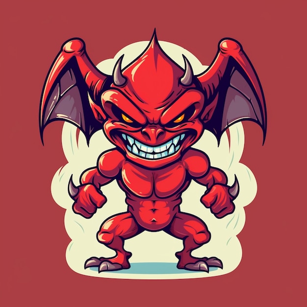 Vector expressive artwork of a cute and charming devil monster for your design