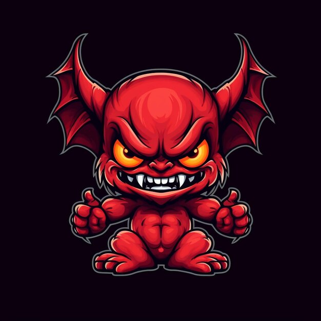 Vector expressive artwork of a cute and charming devil monster for your design