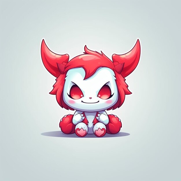 Vector expressive artwork of a cute and charming devil monster for your design