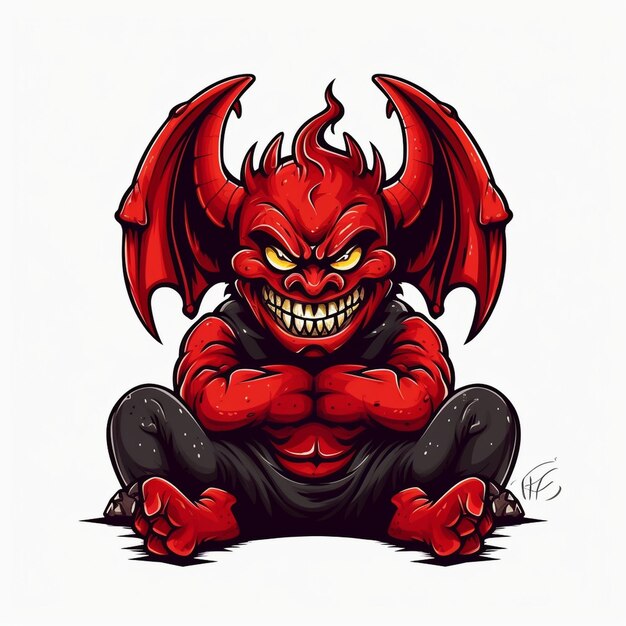 Photo vector expressive artwork of a cute and charming devil monster for your design