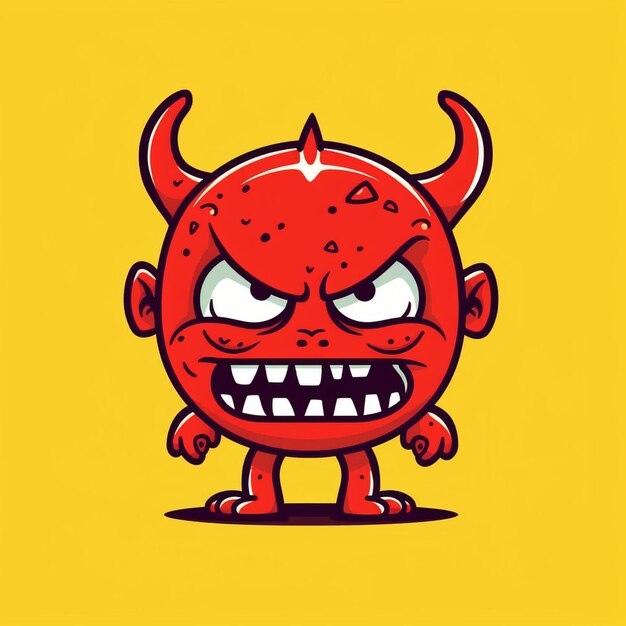 Vector expressive artwork of a cute and charming devil monster for your design