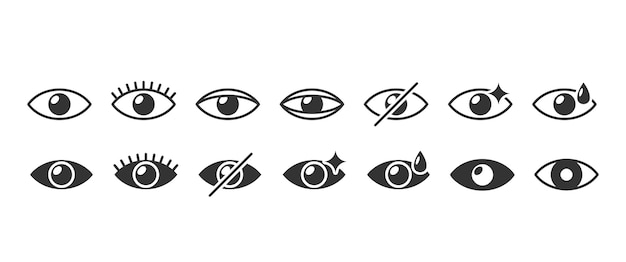 Vector Eye Icons Distinctive Stylized Designs vertegenwoordigen Visie Observering Schoonheid en Verborgenheid