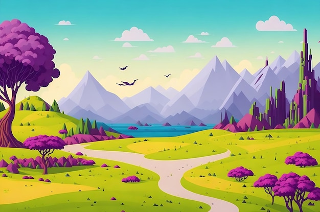 Vector Fantasy Landscape Illustration