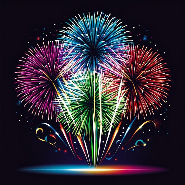 vector fireworks new year illustration