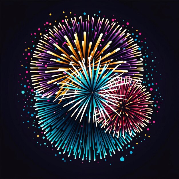 Foto illustrazione di nuovo anno dei fuochi d'artificio vettoriali