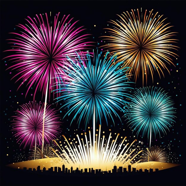 vector fireworks new year illustration