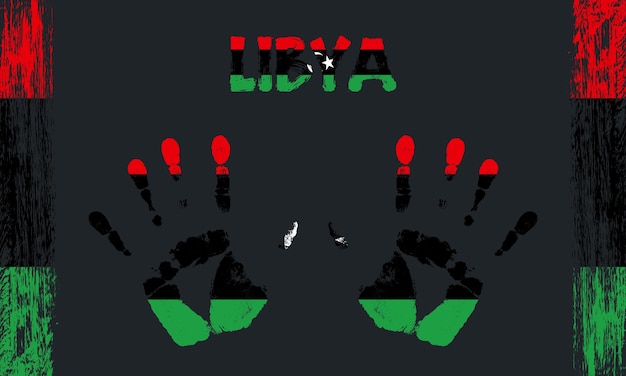 Vector flag of Libya with a palm