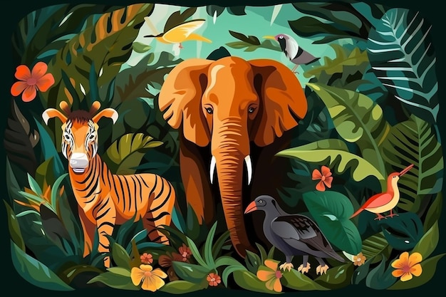 Photo vector flat background for world wildlife day with flora and fauna