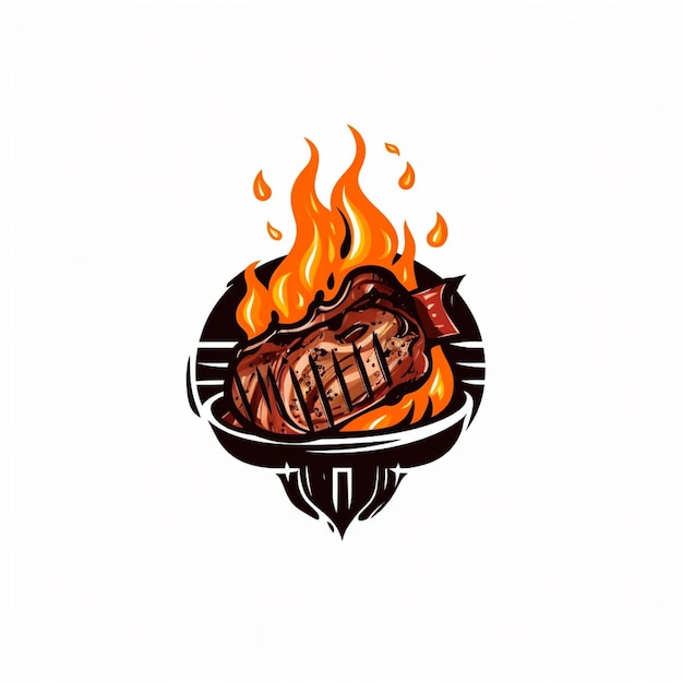 Foto vettore piatto barbecue logo sfondo bianco