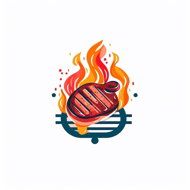 Foto vettore piatto barbecue logo sfondo bianco