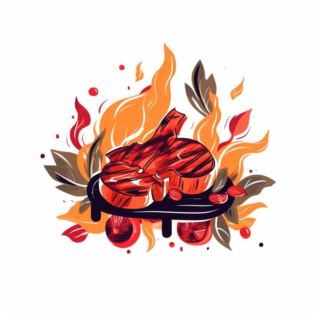 vector flat bbq logo white background