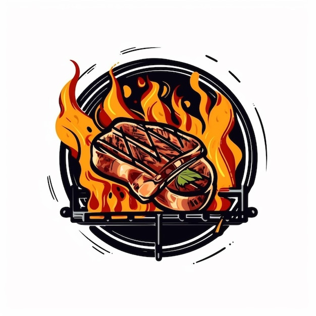 Foto vettore piatto barbecue logo sfondo bianco