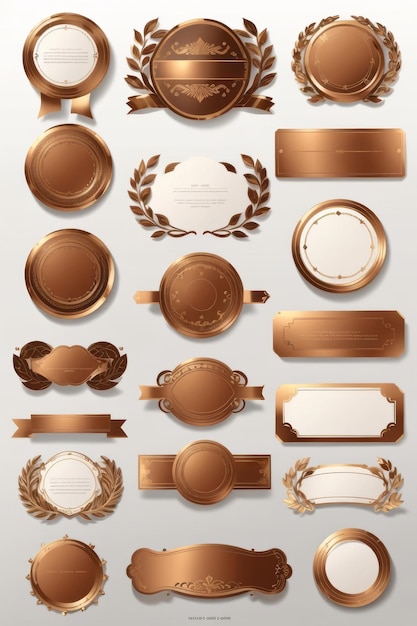 vector flat blank labels bronze color collection