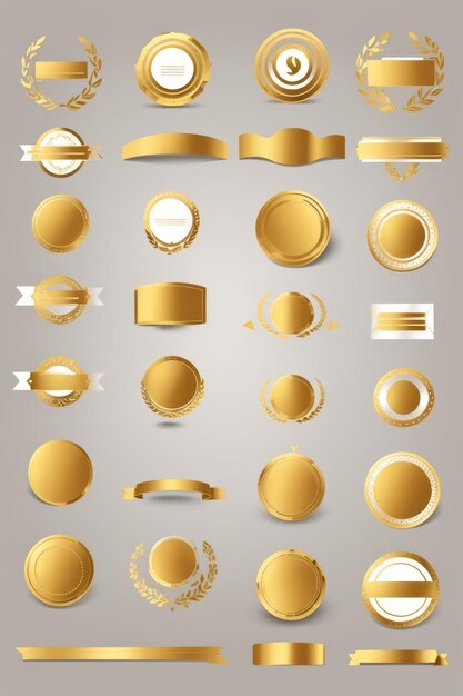 vector flat blank labels gold color collection