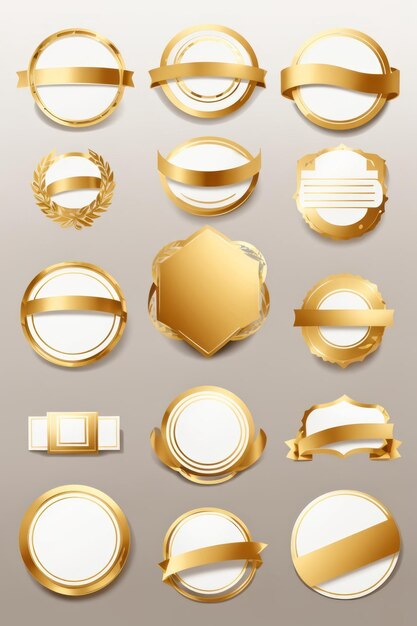 Photo vector flat blank labels gold color collection