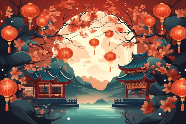 vector flat chinese new year background