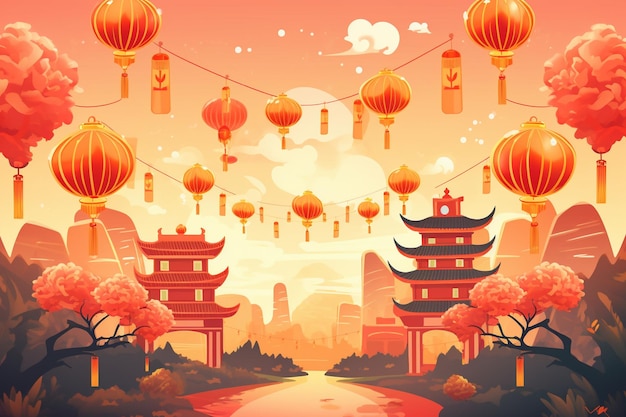 vector flat chinese new year background