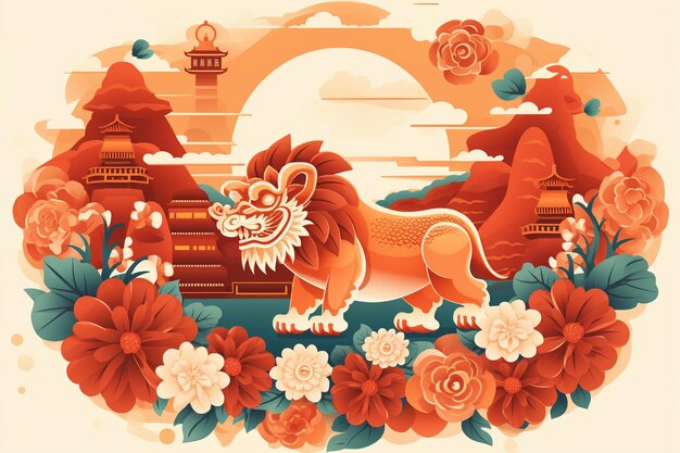 vector flat chinese new year background