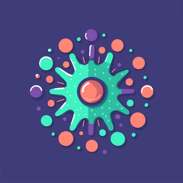 写真 フラットカラーのウイルスと細菌のベクトルのロゴ