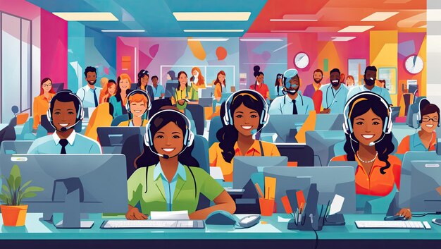 Vector flat customer support illustration