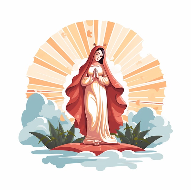 Vector flat design party de la virgen floating on white background