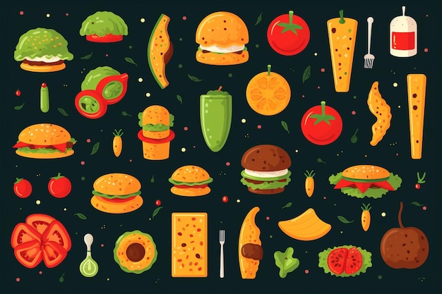 Photo vector flat design super delicious food