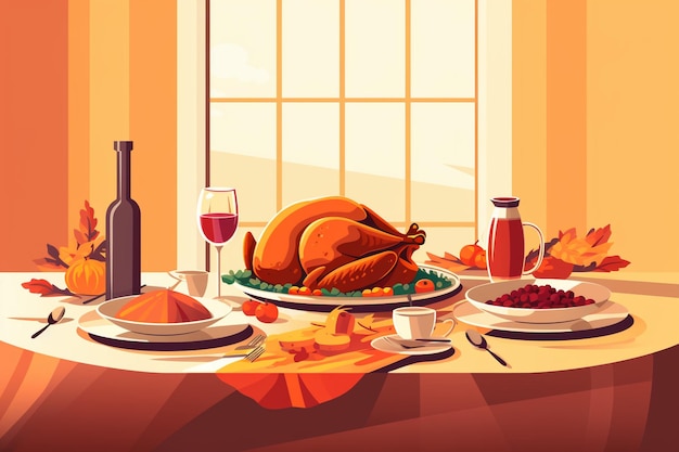 Photo vector flat design of thanksgiving background ar 32