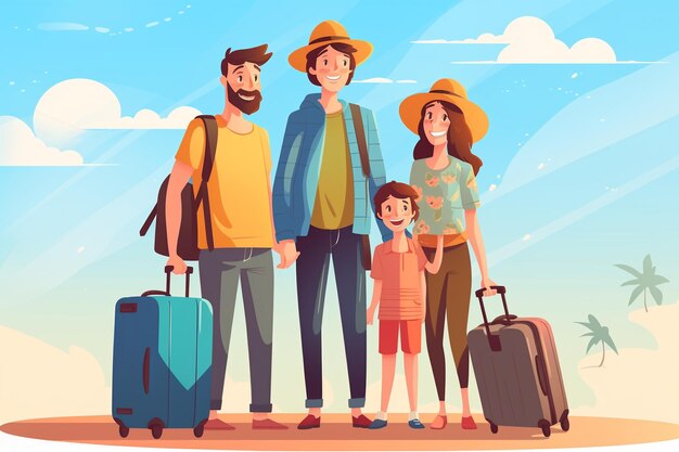 Photo vector flat family traveling