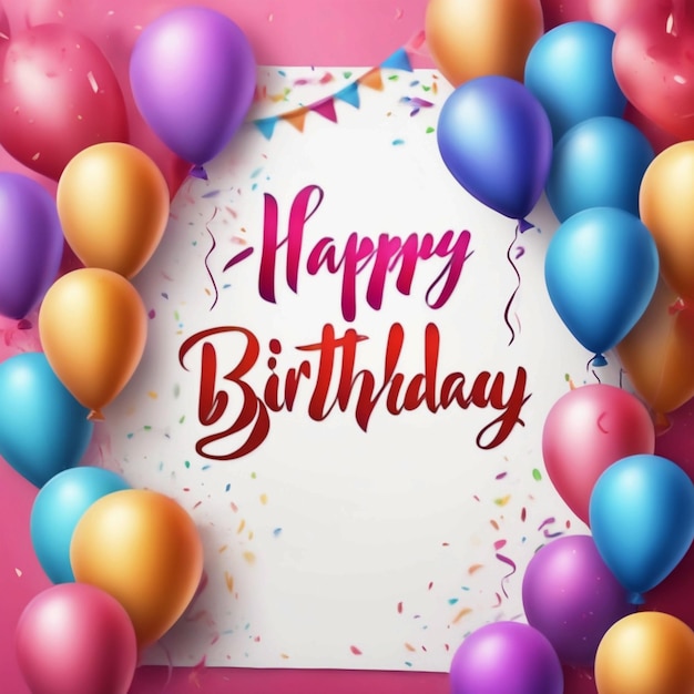 vector flat golden circle and balloons happy birthday text red background