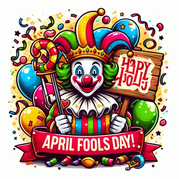 vector flat happy april fools day illustration