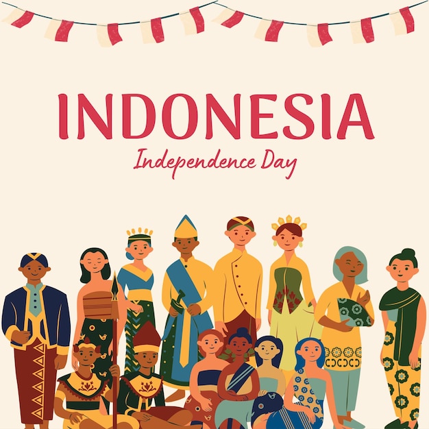 Photo vector flat indonesia independence day backgrounder template