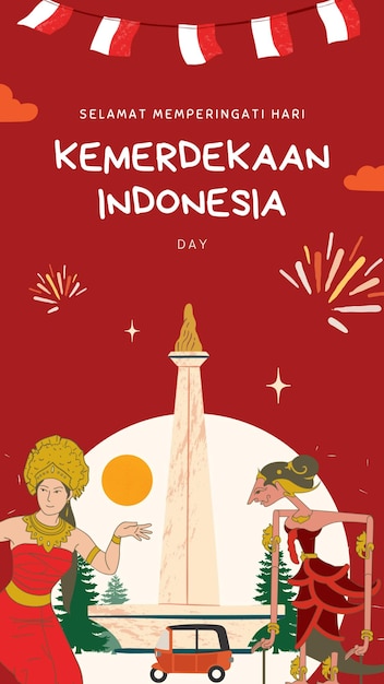 Foto modello di backgrounder per il giorno dell'indipendenza dell'indonesia piatto vettoriale