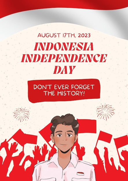 Photo vector flat indonesia independence day backgrounder template