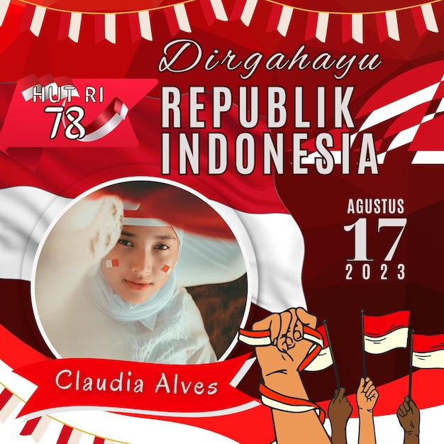 Векторный плоский шаблон фона дня независимости индонезии