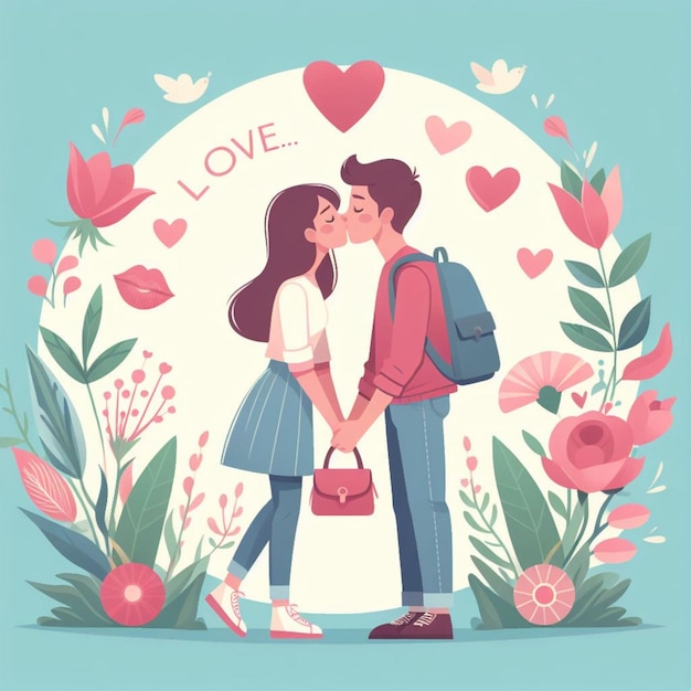 Фото vector flat international kissing day illustration with couple