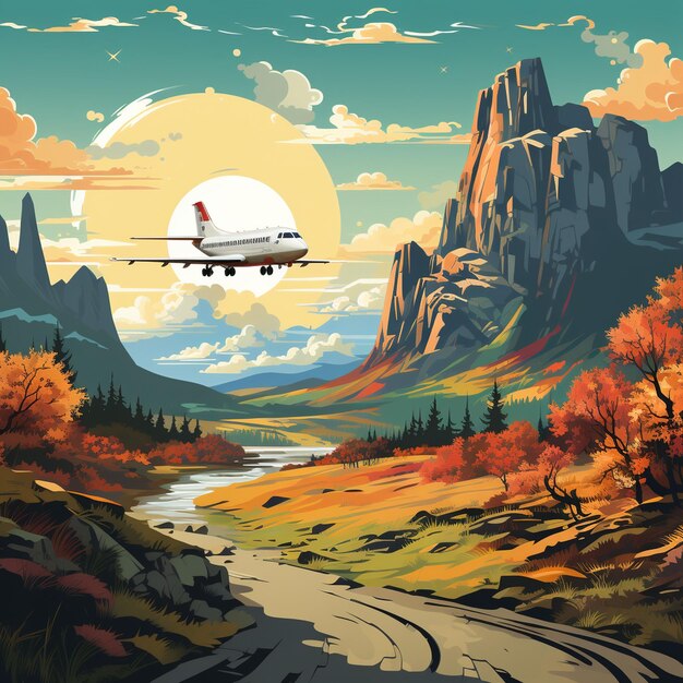 Vector flat travel background