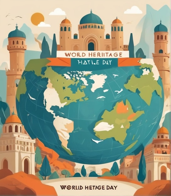 Vector flat world heritage day illustration