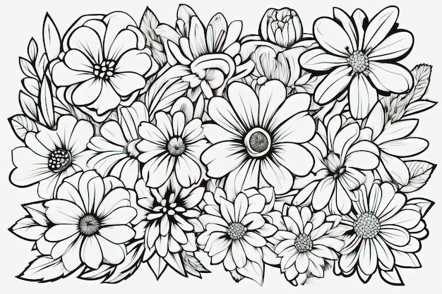 vector floral illustration for coloring book