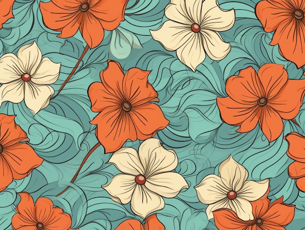 vector flowers watercolor seamless patterns