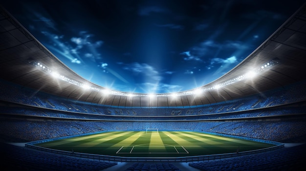 вектор футбольный стадион освещен прожекторами