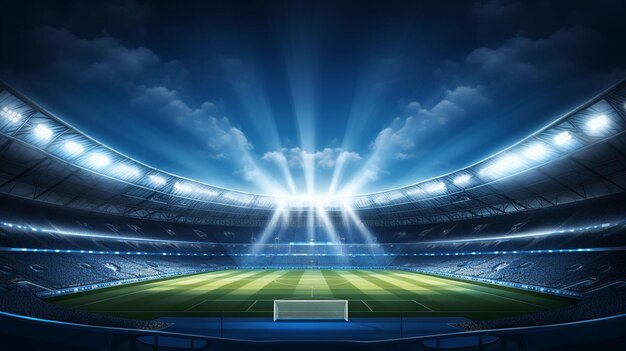 投光器で照らされたベクトルサッカースタジアム