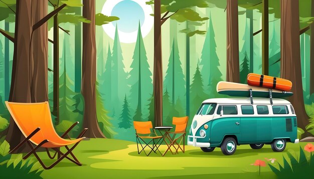 Photo vector forest camp