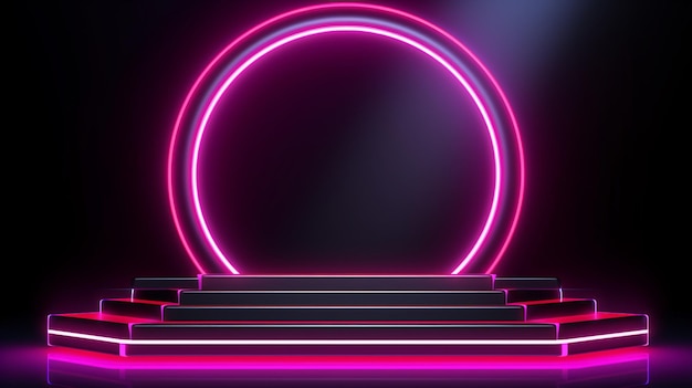 vector futuristisch podium met neonlichtframe en podium