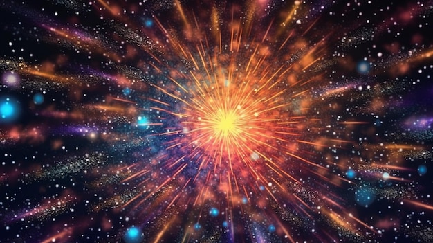 Photo vector galactic star background with exploding fireworgenerative ai