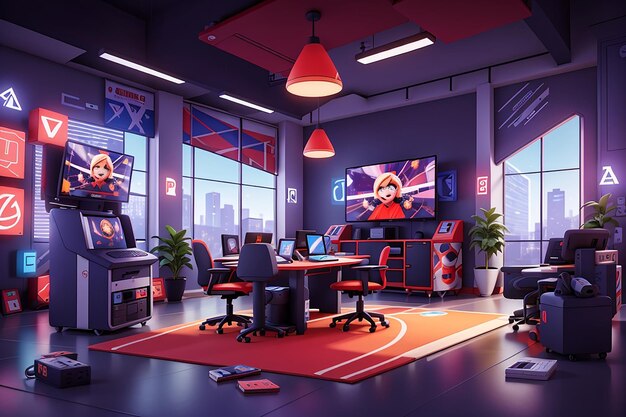 Vector game room illustration modern esports concept