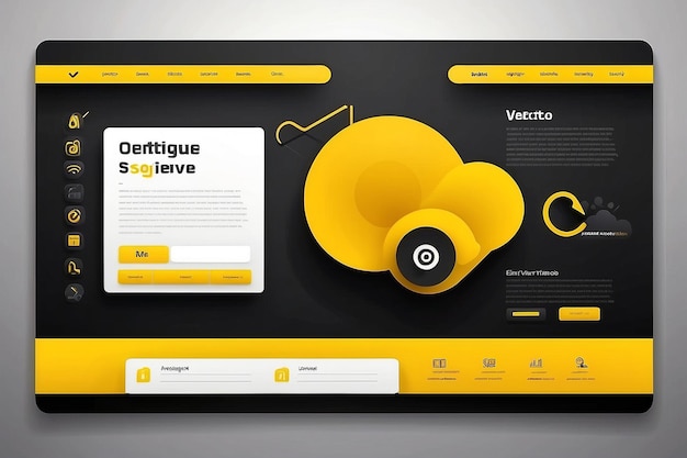 VECTOR Gele website ontwerp sjabloon adaptieve moderne prototype ontwerp zwart en geel