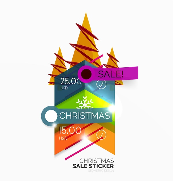 Photo vector geometric christmas sale stickers