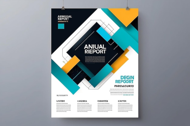 Photo vector geometric flyer design design template for annual report