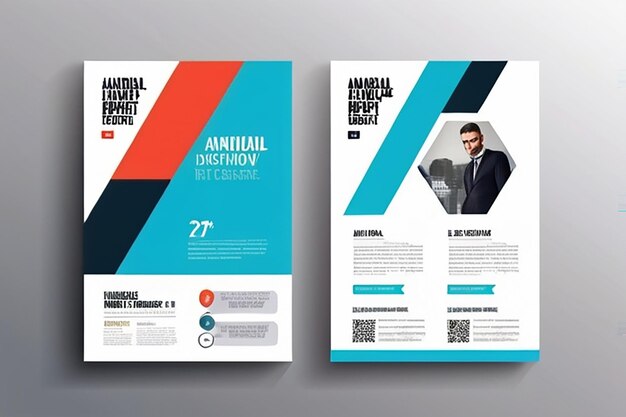Photo vector geometric flyer design design template for annual report